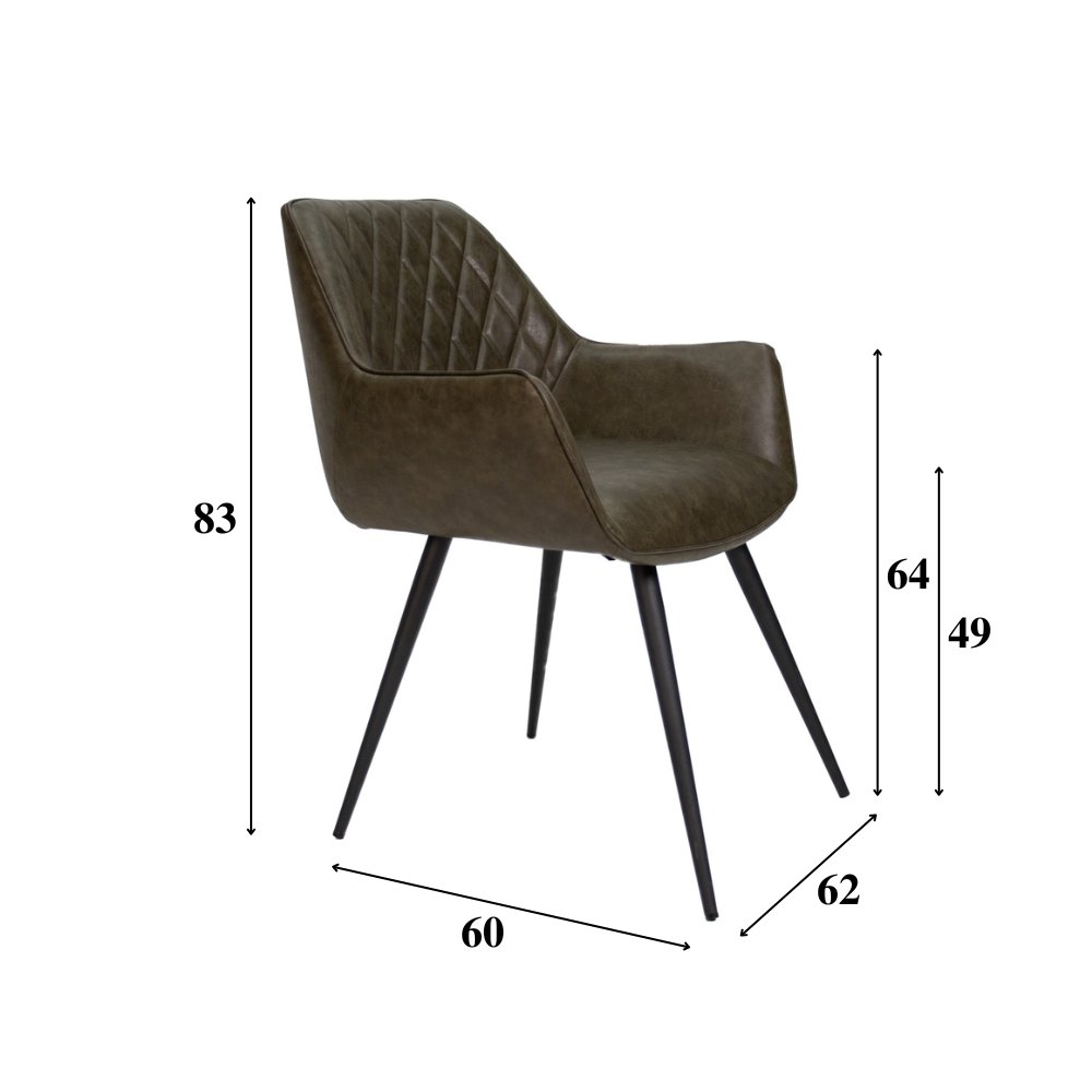 Dining room chair Cara Dimehouse Green LxWxH 78x65x57 Faux leather White photo size indication