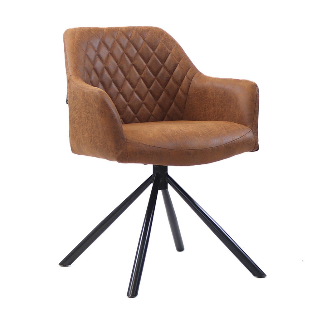 Industrial dining room chair Dex swivel cognac eco-leather - image 5