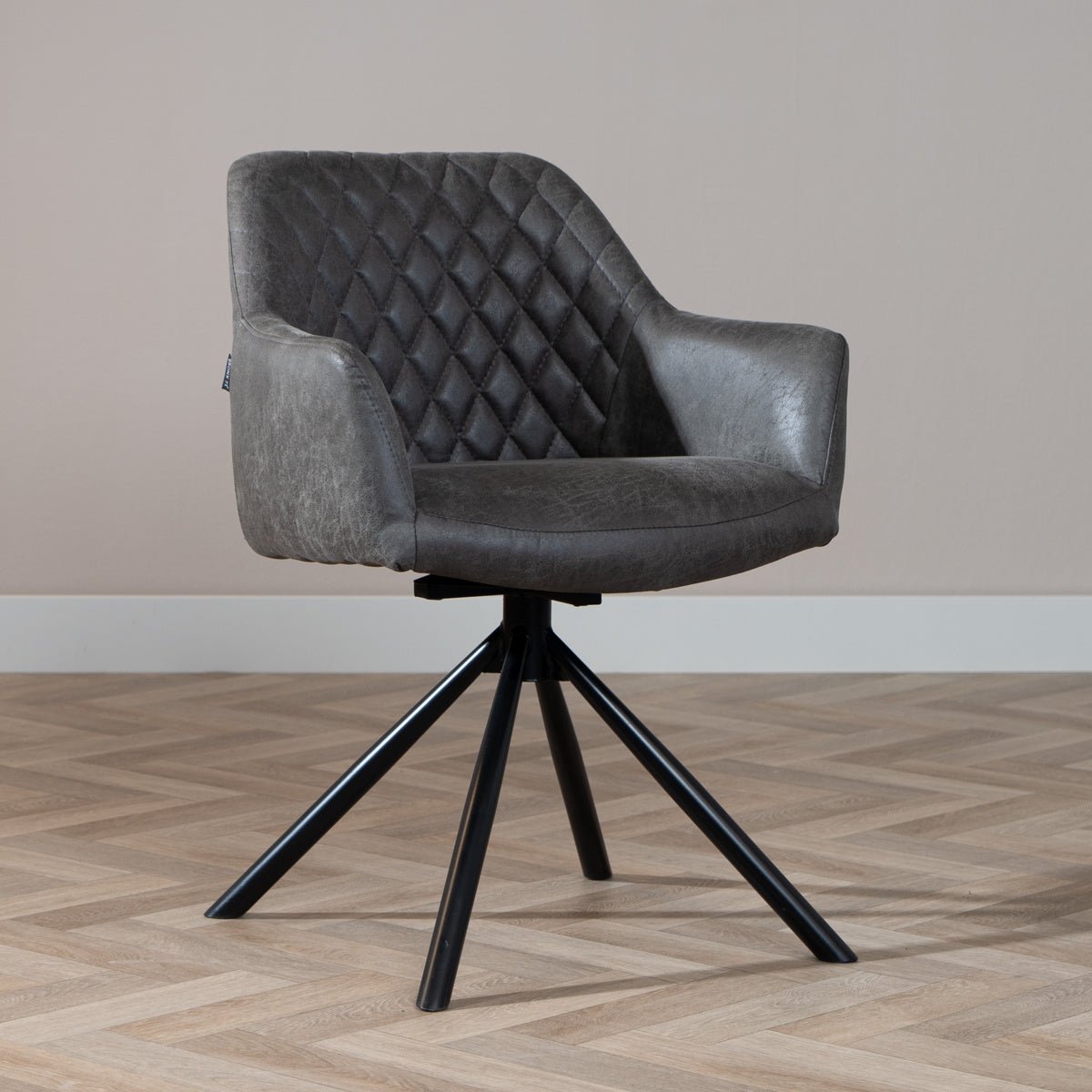 Industrial dining room chair Dex swivel anthracite eco-leather - image 1