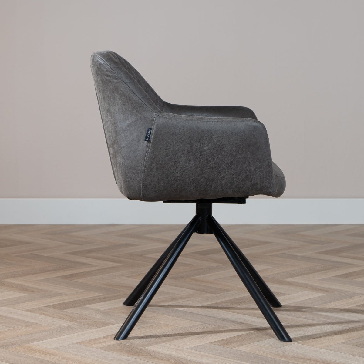 Industrial dining room chair Dex swivel anthracite eco-leather - image 3