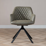 Industrial dining room chair Dex swivel olive green eco-leather - image 2