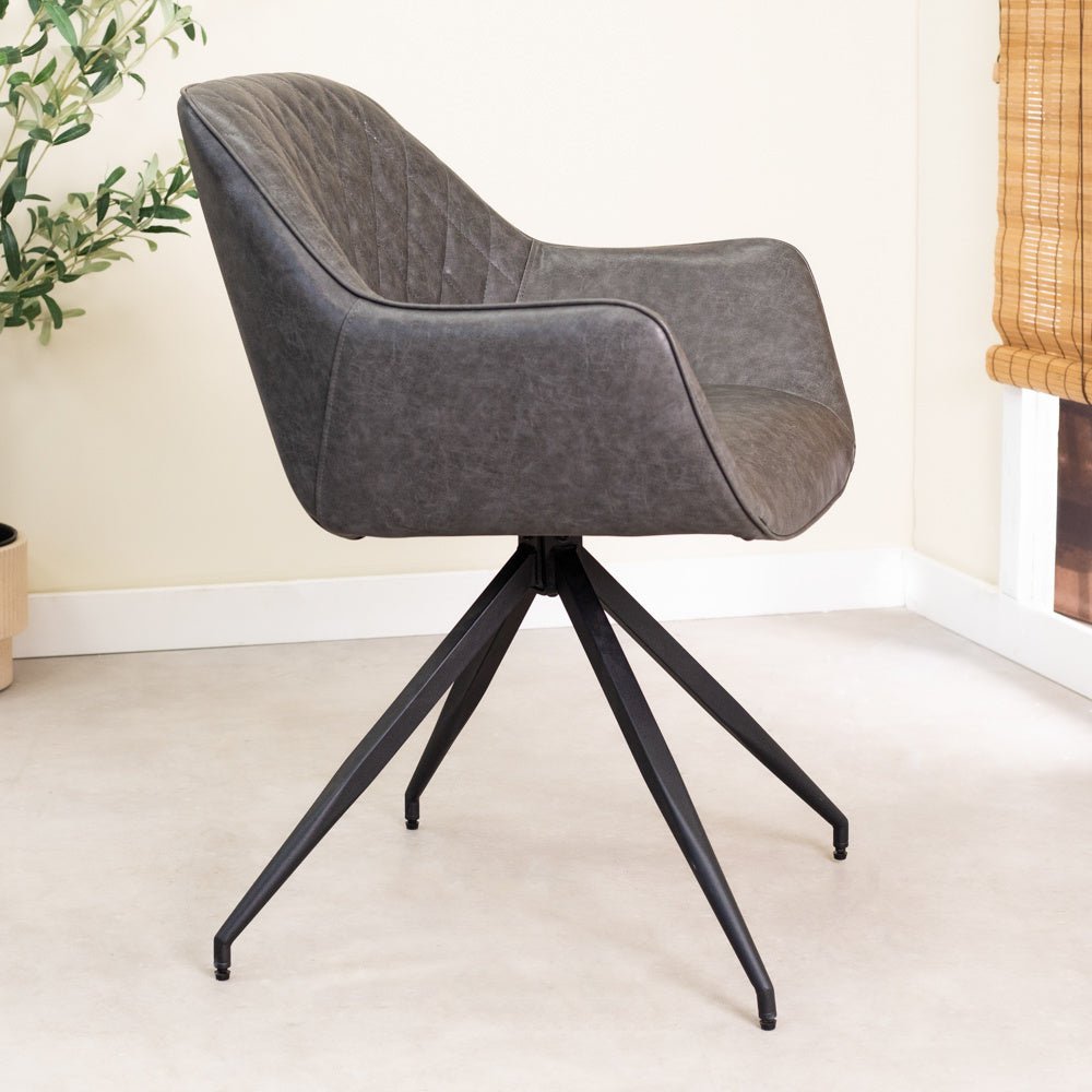 Dining room chair Gian Dimehouse Anthracite LxWxH 73x65x50 Faux leather Atmospheric photo side view