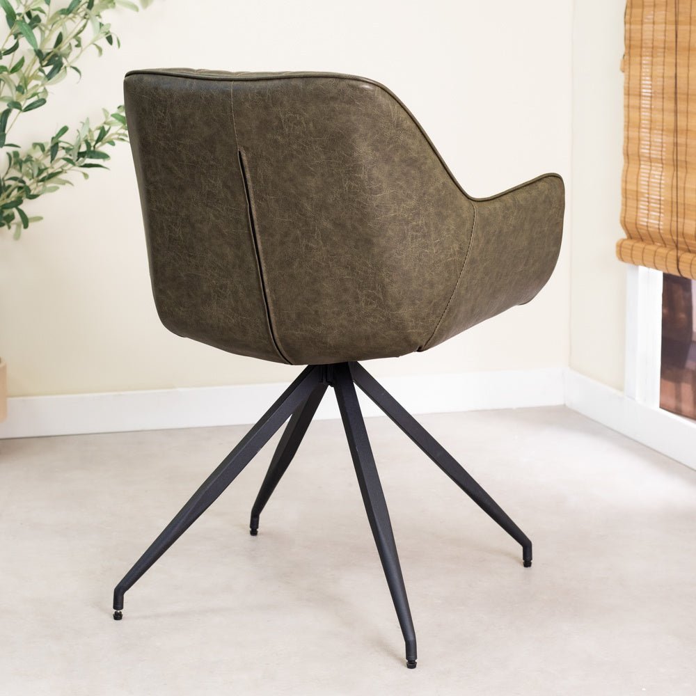 Dining room chair Gian Dimehouse Green LxWxH 73x65x50 Faux leather Atmospheric photo diagonal rear view
