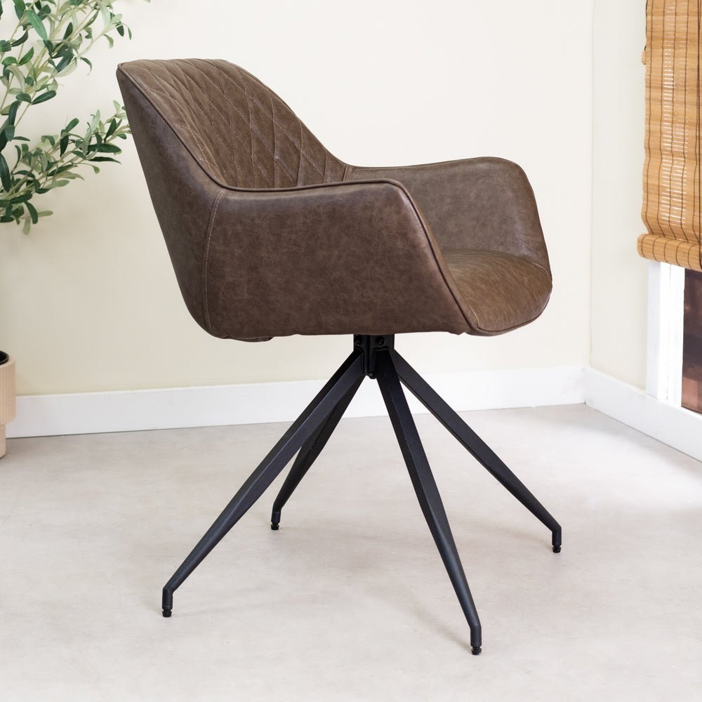 Dining room chair Gian Dimehouse Taupe LxWxH 73x65x50 Faux leather Atmospheric photo side view