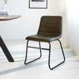 Dining room chair Mark Dimehouse Green LxWxH 74x56x54 Faux leather Atmospheric photo diagonal front view