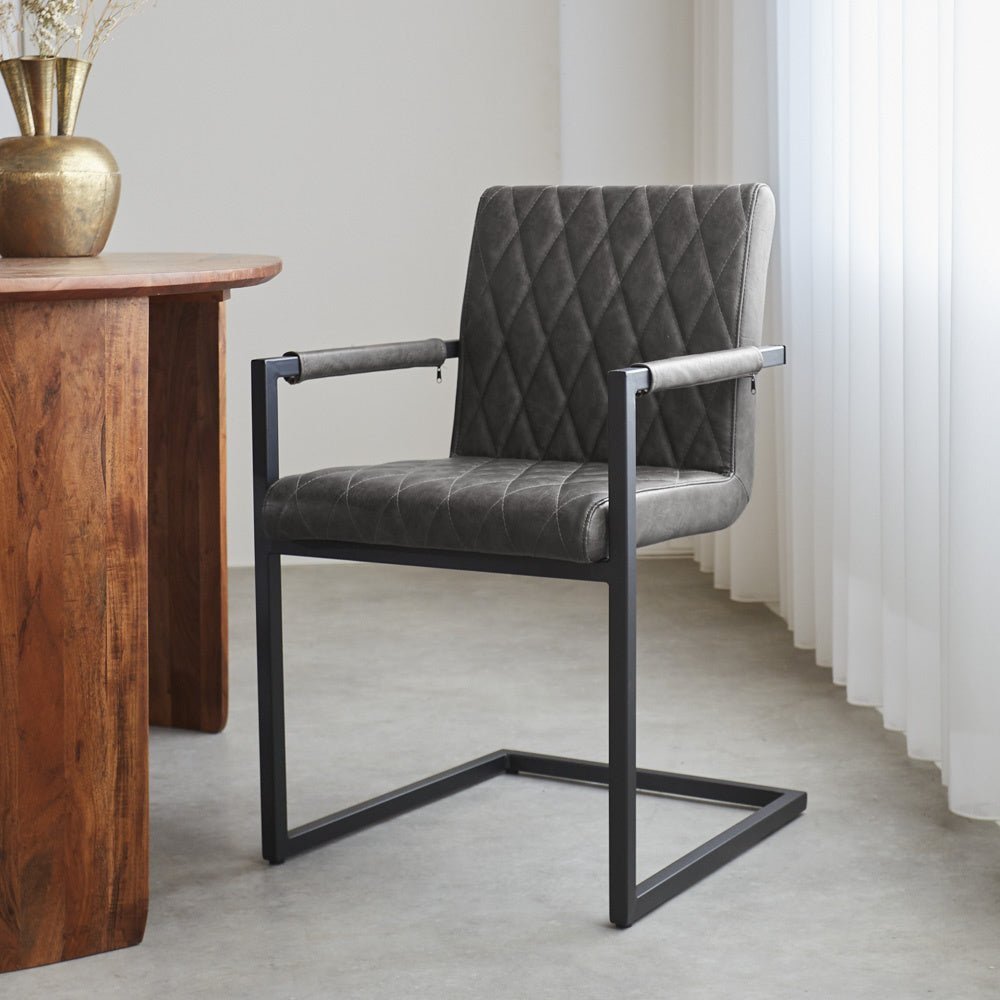 Dining room chair Ruben Dimehouse Anthracite LxWxH 71x59x58 Faux leather Atmospheric photo diagonal front view