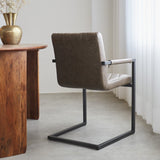 Dining room chair Ruben Dimehouse Taupe LxWxH 71x59x58 Faux leather Atmospheric photo diagonal rear view