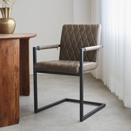 Dining room chair Ruben Dimehouse Taupe LxWxH 71x59x58 Faux leather Atmospheric photo diagonal front view