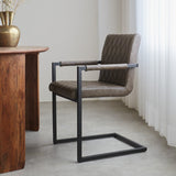 Dining room chair Ruben Dimehouse Taupe LxWxH 71x59x58 Faux leather Atmospheric photo side view
