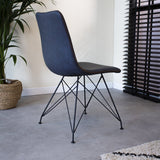 Dining room chair Viano Dimehouse Blue LxWxH 64x61x52 Faux leather Atmospheric photo diagonal rear view