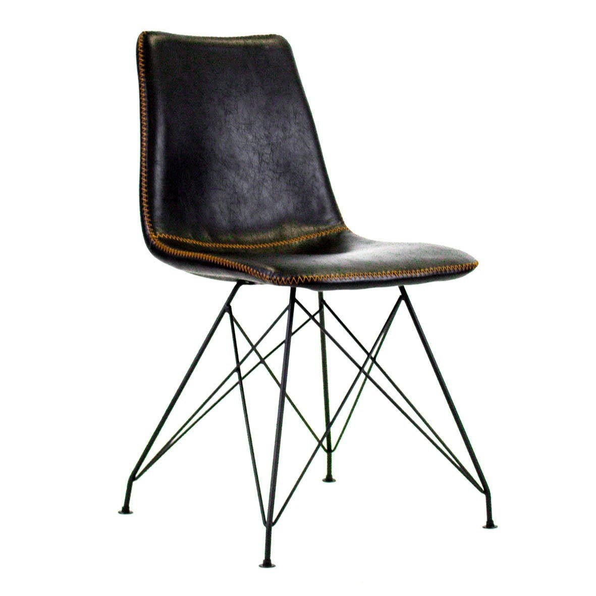 Dining room chair Viano Dimehouse Black LxWxH 64x61x52 Faux leather White photo diagonal front view