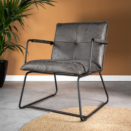 Hailey Ecoleather armchair Dimehouse Anthracite LxWxH 66x64x37 Eco-leather Atmospheric photo diagonal front view