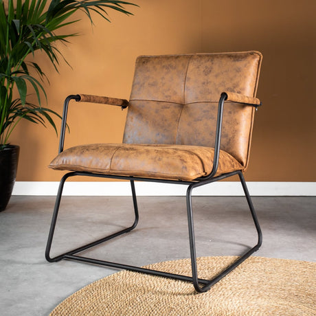 Hailey Ecoleather armchair Dimehouse Cognac LxWxH 66x64x37 Eco-leather Atmospheric photo diagonal front view