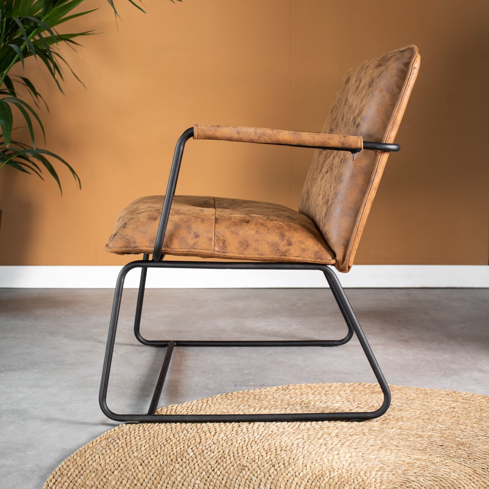Hailey Ecoleather armchair Dimehouse Cognac LxWxH 66x64x37 Eco-leather Atmospheric photo side view