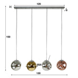 Hanging lamp Ada DH Interior Silver LxWxH 125x45x30 Silver White photo size indication