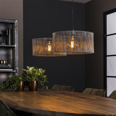 Hanging lamp Luis DH Interior Black LxWxH 90x45x28 Nickel Atmospheric photo diagonal front view