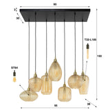 Hanging lamp Olaf DH Interior Amber color glass LxWxH 96x47x46 Amber color glass White photo size indication
