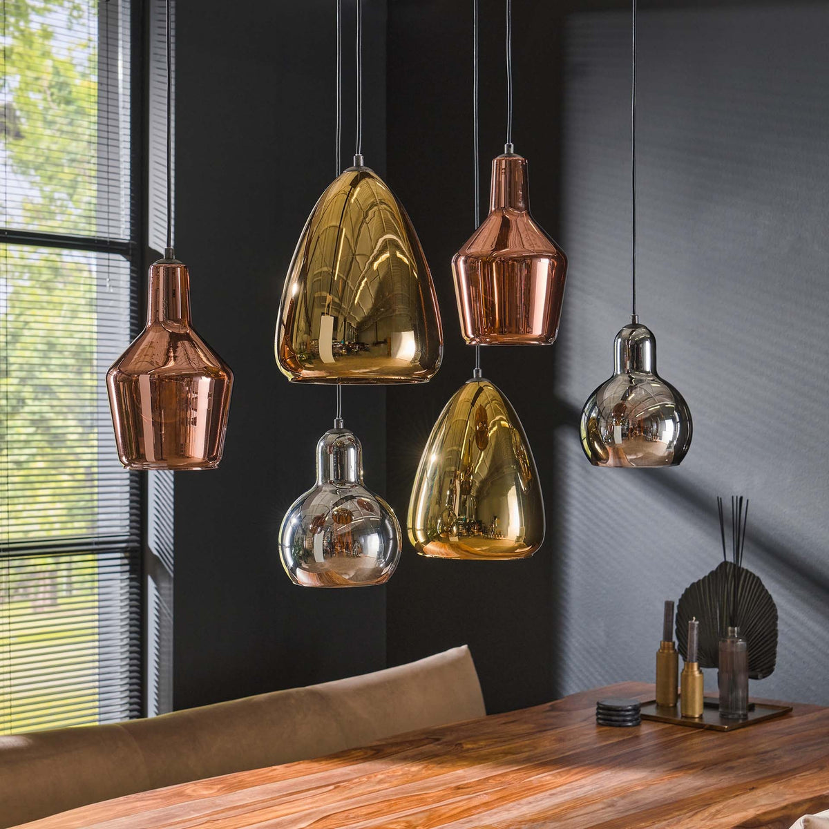 Hanging lamp Pam DH Interior Black LxWxH 115x48x32 Metal Atmospheric photo front view
