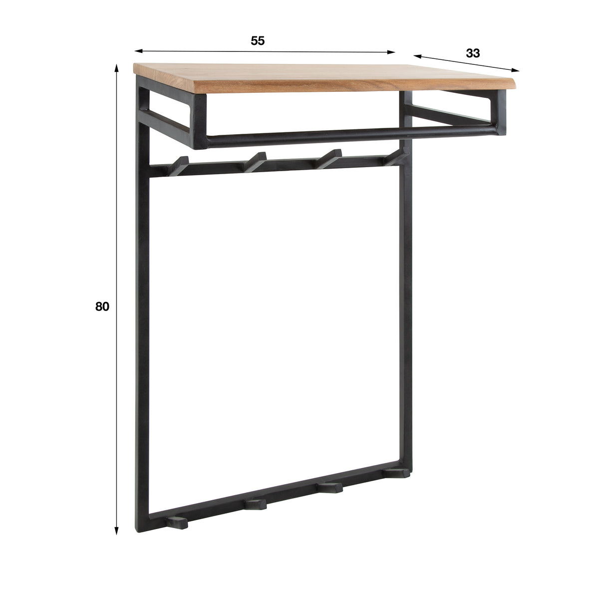 Coat rack Henry DH Interior Acacia LxWxH 85x60x38 Acacia wood White photo size indication