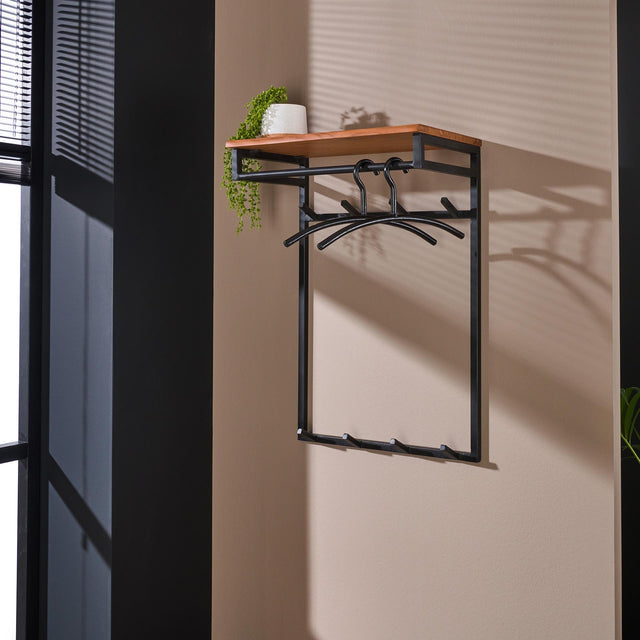 Coat rack Henry DH Interior Acacia LxWxH 85x60x38 Acacia wood Atmospheric photo diagonal front view