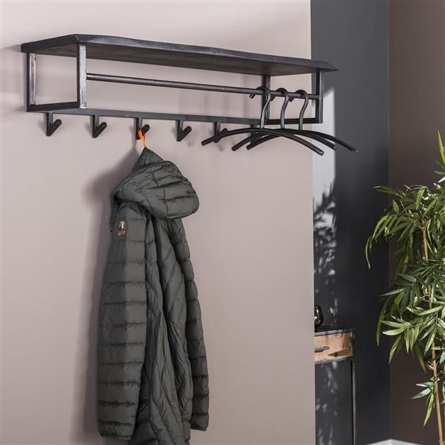 Coat rack Yme DH Interior Acacia LxWxH 103x37x30 Acacia wood Atmospheric photo diagonal front view