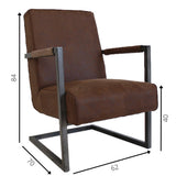 Armchair Tiger Dimehouse Brown LxWxH 69x58x41 Eco-leather White photo size indication
