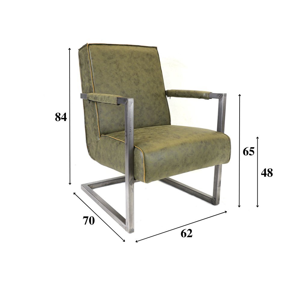 Armchair Tiger Dimehouse Green LxWxH 69x58x41 Eco-leather White photo size indication