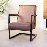 Armchair Tiger Dimehouse Taupe LxWxH 69x58x49 Eco-leather Atmospheric photo diagonal front view