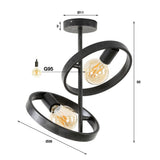 Ceiling lamp Otan DH Interior Charcoal LxWxH 48x28x9 Metal White photo size indication