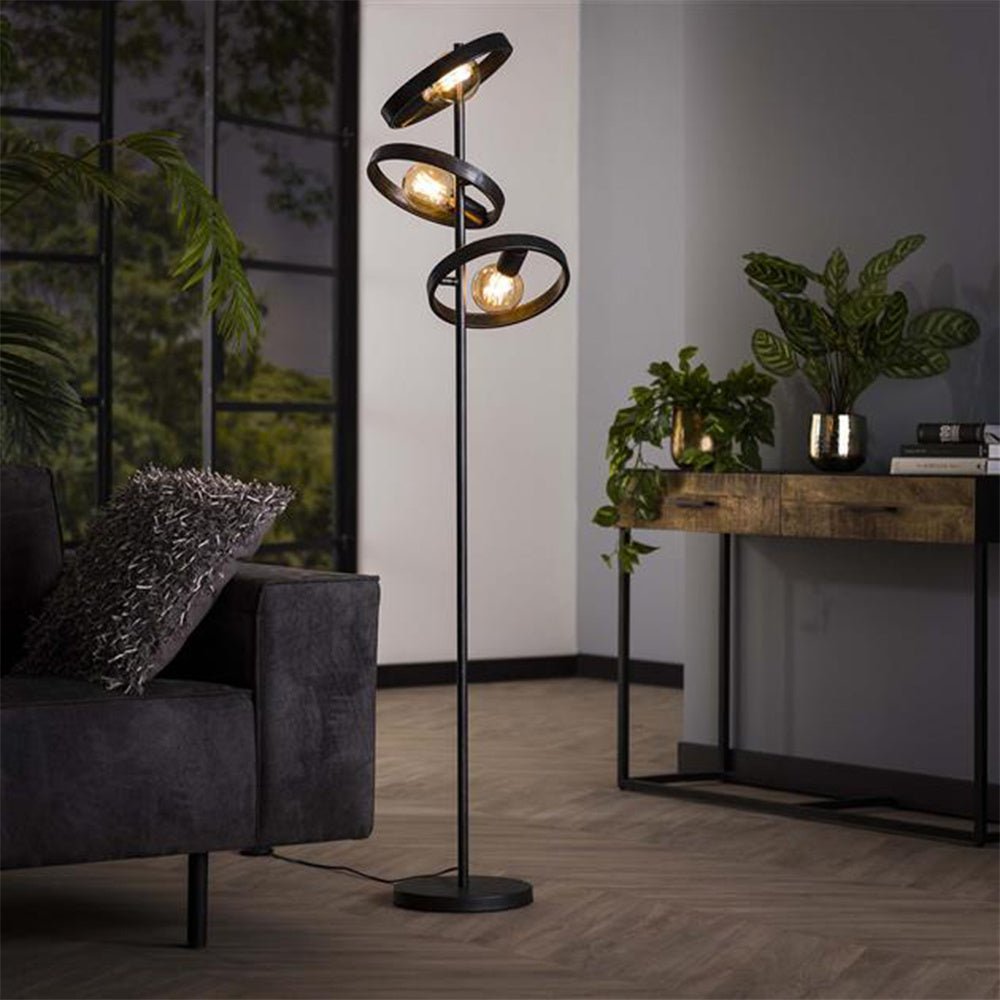Floor lamp Otan DH Interior Charcoal LxWxH 57x38x26 Metal Atmospheric photo diagonal front view