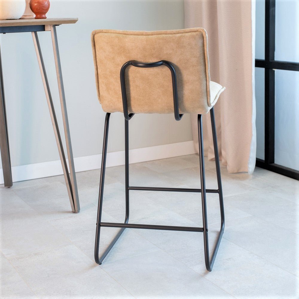 Bar stool Jelle Dimehouse Champagne LxWxH 63x56x49 Microfiber Atmospheric photo diagonal rear view