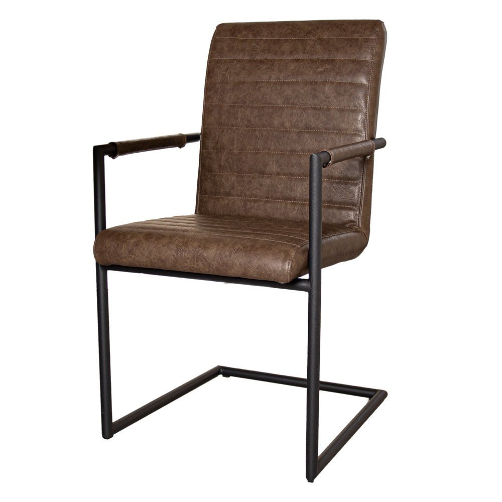 Dining room chair Bras Dimehouse Taupe LxWxH 73x59x58 Faux leather White photo diagonal front view