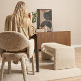 Eetkamerbanken-Eetkamerbank Lux leopard taupe 100 cm Stof-Dimehouse