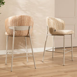 Barkrukken-Barkruk Milo chenille beige/taupe 70 cm Textiel-Dimehouse
