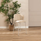 Barkrukken-Barkruk Milo chenille beige/taupe 70 cm Textiel-Dimehouse