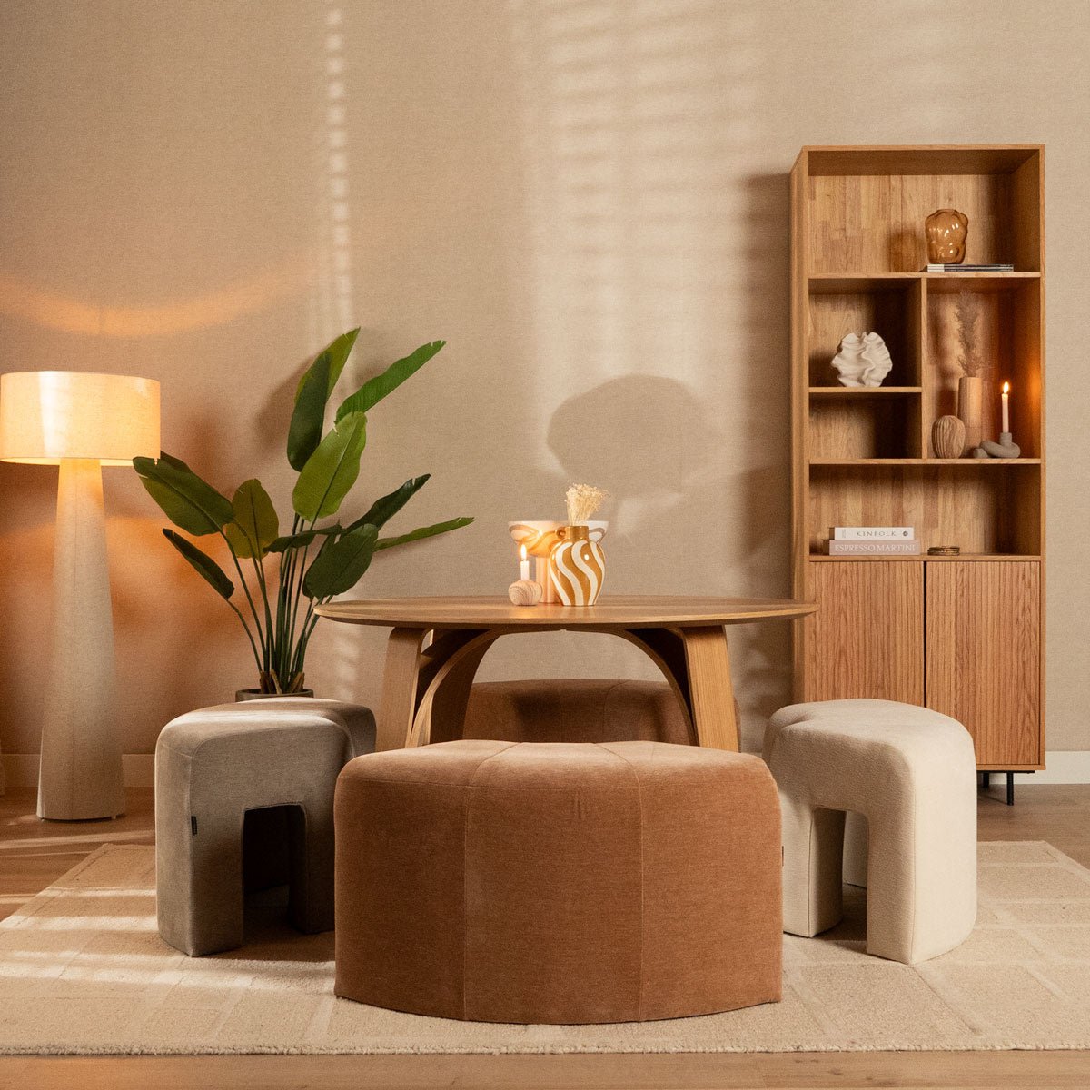 Modulaire hoekhocker Seth chenille taupe