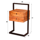 Bedside table Camila 2L DH Interior Acacia LxWxH 82x50x30 Acacia wood White photo size indication