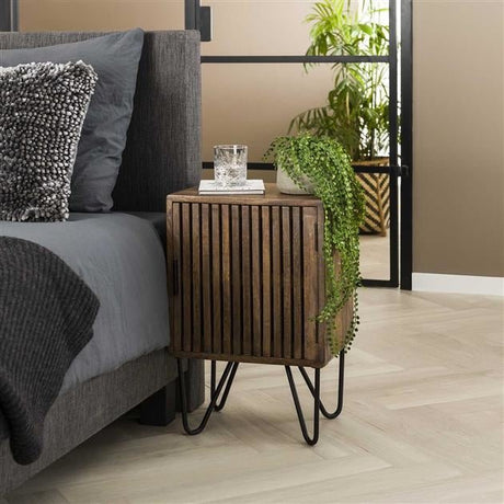 Bedside table Tory DH Interior Mango LxWxH 65x45x35 Mango wood Atmospheric photo diagonal front view