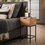 Bedside table Lou DH Interior Acacia LxWxH 62x32x32 Acacia wood Atmospheric photo diagonal front view