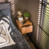 Bedside table Lou DH Interior Acacia LxWxH 62x32x32 Acacia wood Atmospheric photo diagonal front view