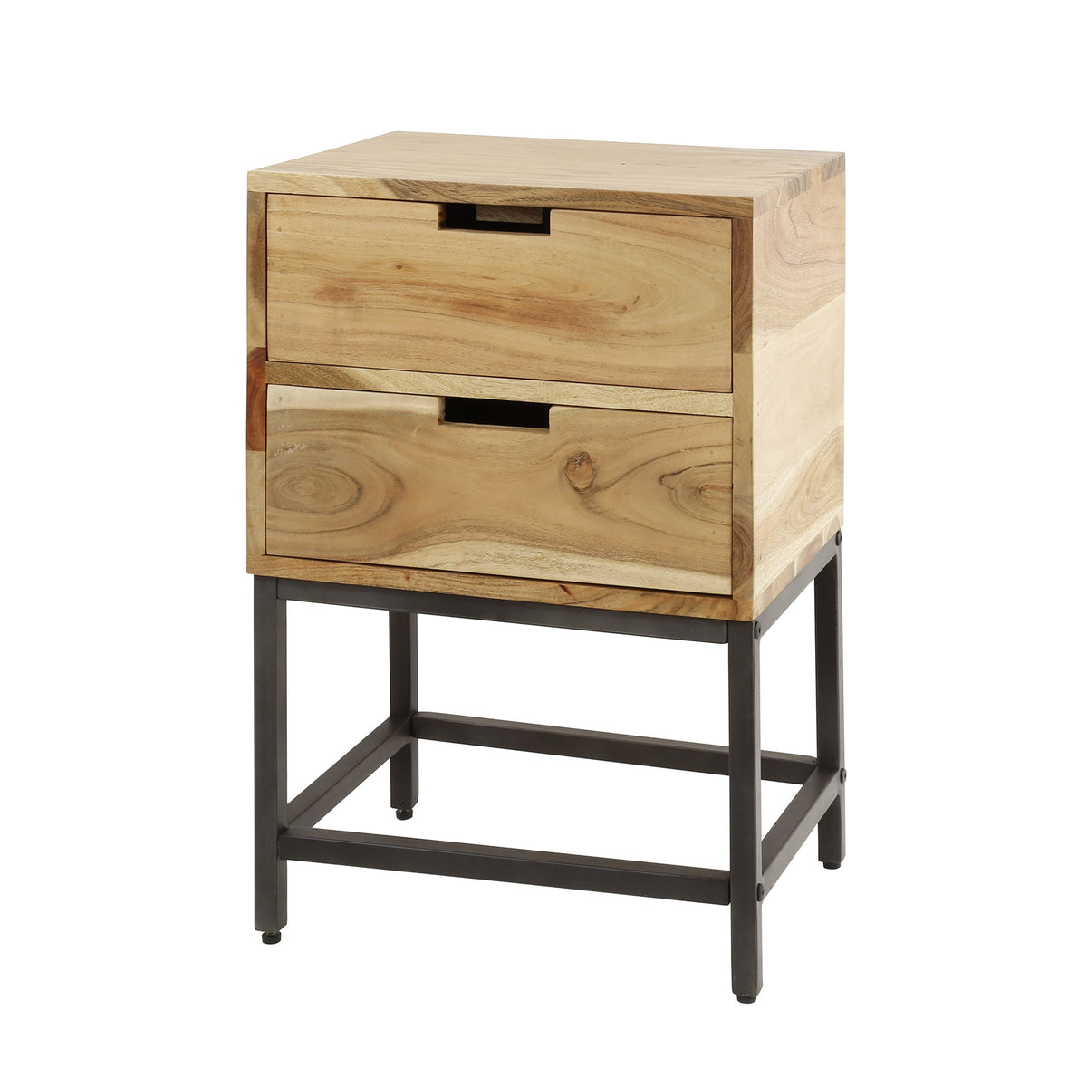 Bedside table Lou DH Interior Acacia LxWxH 46x40x36 Acacia wood White photo front view