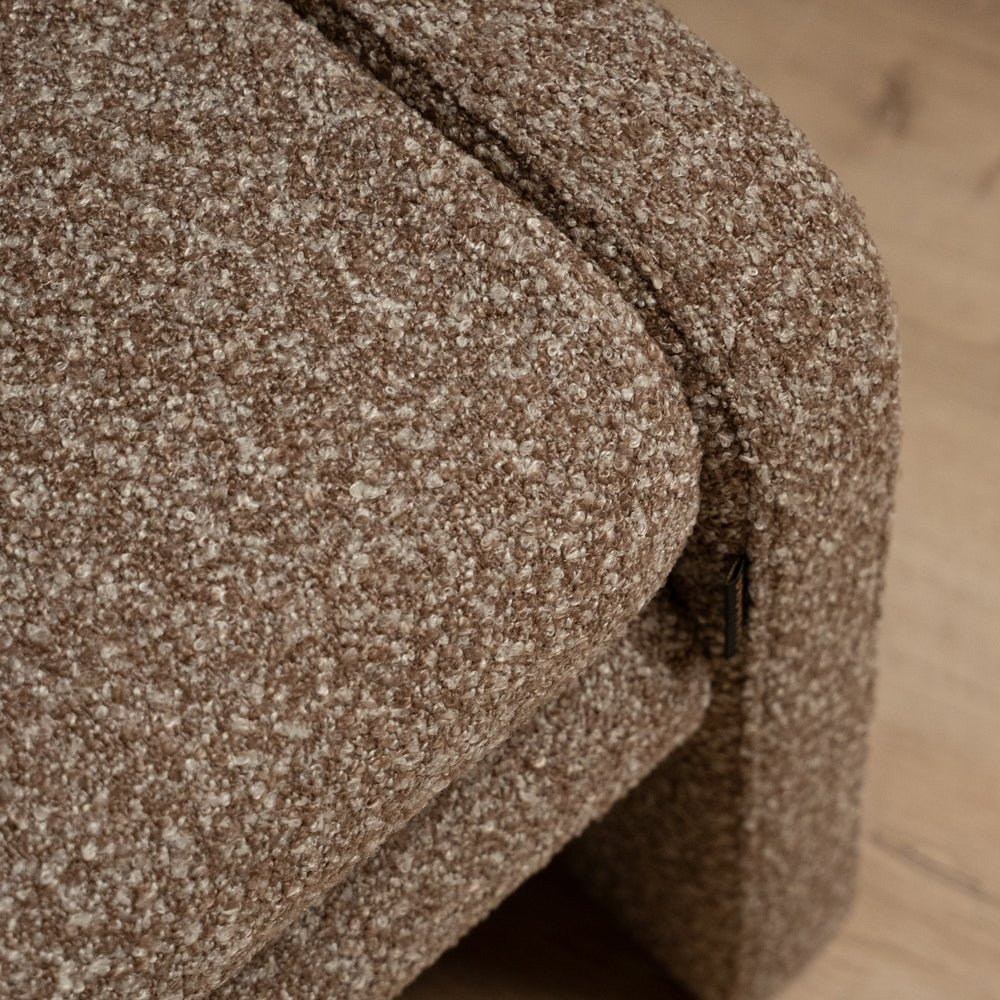 Eetkamerbanken-Eetkamerbank Neil bouclé bruin 100 cm Bouclé-Dimehouse
