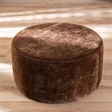 Poef Chloe rond chenille chocolate brown ø70 cm Bruin
