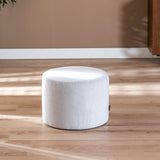 Pouf Scandinavian Myles fabric mixed white Polyester