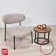 Round Scandinavian armchair beige mixed fabric Nova