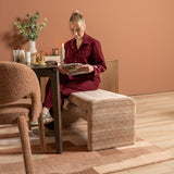 Eetkamerbanken-Eetkamerbank Ravi chenille beige/pink 100 cm Roze-Dimehouse