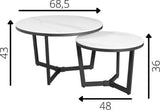 Coffee tables - Coffee table Set of 2 Brady Round Marble Look White - Dimehouse