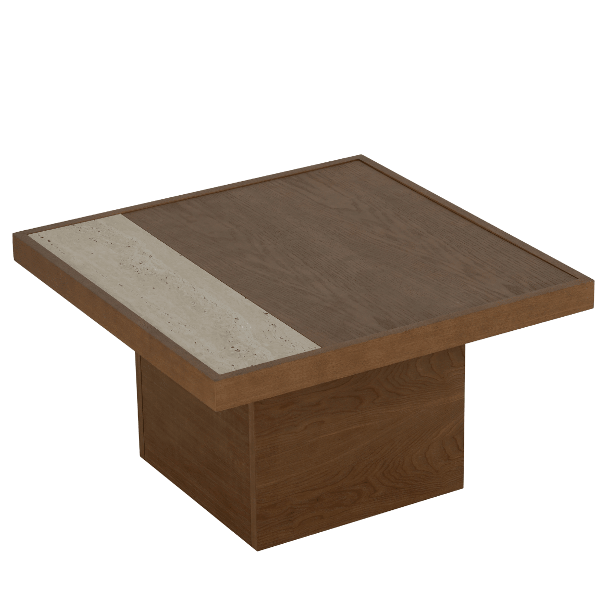 Salontafel Java 70x70 cm rustiek eiken Walnootlook Eikenfineer