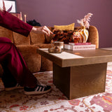 Salontafel Java 70x70 cm rustiek eiken Walnootlook Eikenfineer