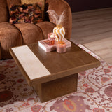 Salontafel Java 70x70 cm rustiek eiken Walnootlook Eikenfineer
